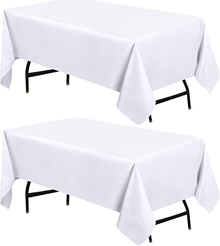 Utopia Kitchen Polyester Tischdecke 132 x 218 cm (2er-Pack, Weiß) Maschinenwaschbare Tischdecke Ideal für Partys, Veranstaltungen, Hochzeiten und Restaurants (52 x 86 Zoll)