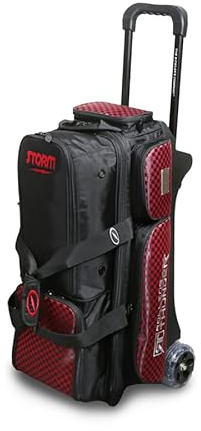 Storm Bowlingtasche mit 3 Bällen, kariert, Schwarz/Rot