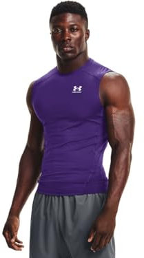 Under Armour HeatGear Men's Sleeveless Compression T-Shirt, Purple/White, 3XL Tall