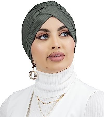 Lamis Hijab - Turban, gerippt, Jersey, für muslimische Frauen, TU-6, mausgrau, 70 cm
