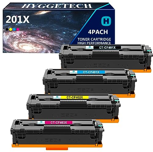 Hyggetech 201X CF400X Kompatible Ersatz Tonerkartuschen für HP 201X CF400X 201A CF400X CF401X CF402X CF403X Toner für HP Color Laserjet Pro MFP M277dw M277n M252dw M277 M274n M252n M252 M277c6