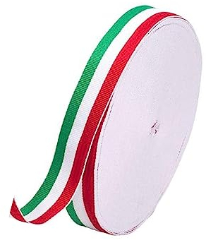 Tricolor Rot Weiß Grün dekoratives Geschenkband，10M Medaillenband für Kunst Handwerk und nationale Feierlichkeiten patriotisches Banne (10M X 20MM)