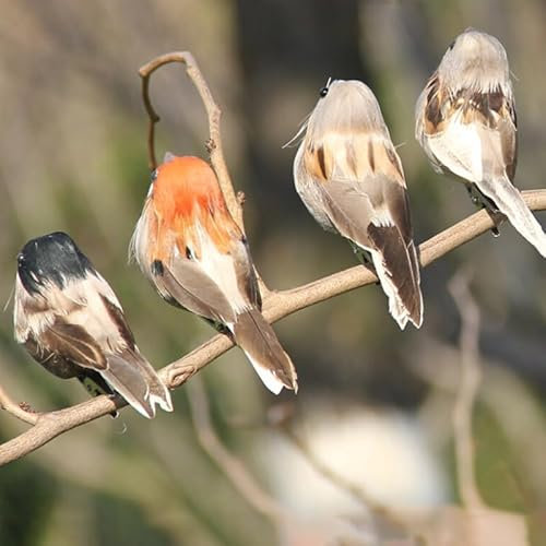 12Pcs Artificial Feathered Birds, Christmas Mini Foam Bird Clip on Tree Ornaments, Fake Sparrow Bird Decor Simulation Feathered Sparrow Bird for Festival Season Christmas Tree Home Garden(#1)