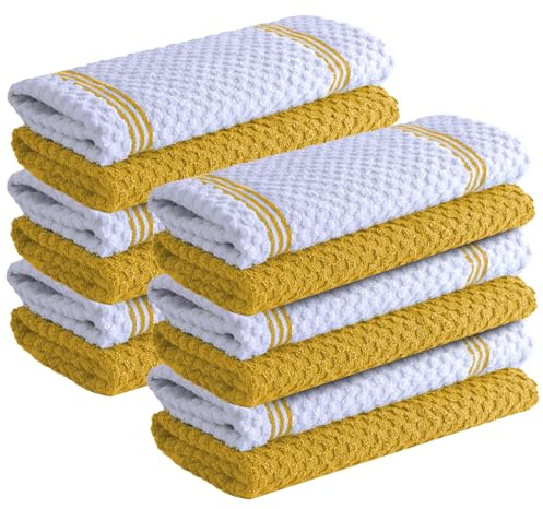Infinitee Xclusives Kitchen Towels - 12 Pack - Terry Tea Towel-38 x 64 cm | 100% Cotton, Highly Absorbent Tea Towels - Lint Free, Soft, Durable & Quick Dry, Ideal for Drying Dishes & Kitchen Cleaning
