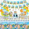 Platos y Vasos para Cumpleaños, 111PCS Decoración Cumpleaños Globos de Cumpleaños Blue Vajilla Cumpleaños Infantil Mantel Cumpleaños Festa de Aniversário Infantil Globos Fiesta Cumpleaños