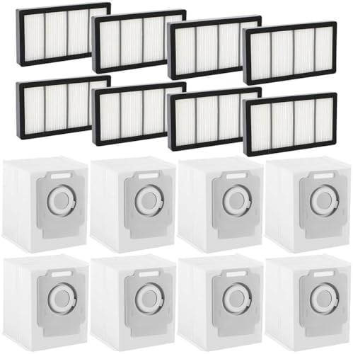Chrostion Kit di parti di ricambio compatibile con aspirapolvere iRobot Roomba serie S9 (9150), S9+(9550) S9 Plus, S, confezione da 8 filtri HEPA e 8 sacchetti per aspirapolvere