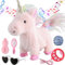 Marsjoy Rosa Walking Einhorn Set, Roboter, Plüsch, Singen, Plüschtier, Bewegung, realistisches Plüschtier, ferngesteuertes Spielzeug