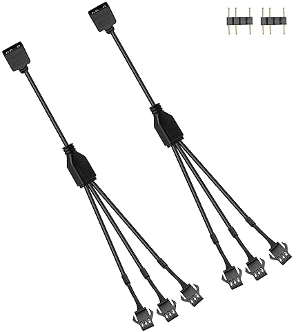 GINTOOYUN 2 PCS ARGB Splitter Kabel 5V 3 Pin adressierbares RGB Splitter Kabel 3-Pin auf SM 3Pin weibliches Adapterkabel für PC Led Streifen, 5V ARGB Fan, Computer Chassis (11.8Inch)(Stil 2)