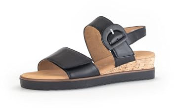 Gabor Damen Keilsandalen, Frauen Sandalen,Leichte Mehrweite (G),offene Schuhe,Strandschuhe,Keilsandaletten,schwarz(Kork/schw),36 EU / 3.5 UK