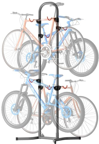 Suchtale 4 Bike Rack, Bicycle Rack, Bike Storage Rack for Garage Home, Freestanding Gravity Bike Stand, Adjustable Vertical Bicycle Holder for Indoor Outdoor, Bike Hanger Floor Parking Cycle Organizer
