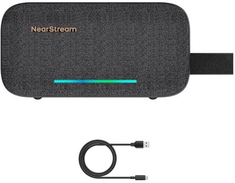 NearStream Bluetooth Lautsprecher, kabellose Freisprecheinrichtung mit Mikrofon, kraftvoller Klang, USB-Lautsprecher Boxen mit 15 Stunden Spielzeit, unterstützt mehrere Lautsprecher