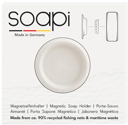 Soapi - Schwebender Seifenhalter Magnet zum Kleben - Wand Magnethalter für Seife - Ablage Seifenschale Magnetseifenhalter ohne Bohren/Saugnapf (1, Weiß)