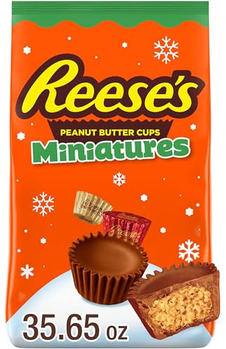 REESE'S Miniaturen Milchschokolade Erdnussbutterbecher, Weihnachtsstrumpffüller, Süßigkeiten, Großbeutel, 1,2 l