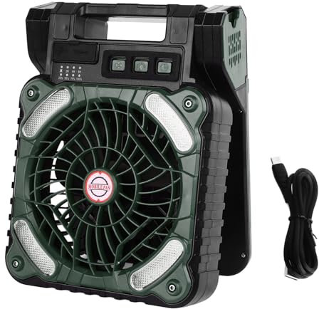 Topiky Ventilatore Solare, Ventilatore da Campeggio con Pannello Solare e Lanterna LED, Ventilatore da Campeggio Ricaricabile Ad Energia Solare, Ventilatore a Batteria, Ventilatore da