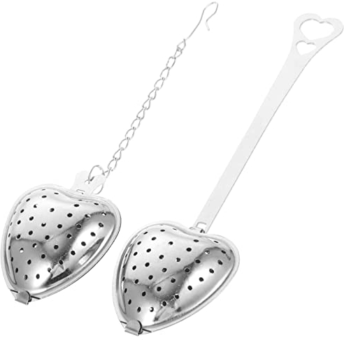 KICHOUSE 2pcs Stainless Steel Heart Tea Strainer Professional Tea Leaf Filter Infuser