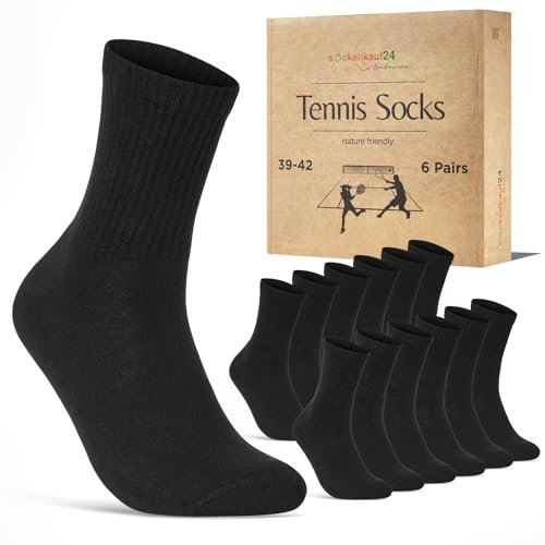 6 Paar Tennissocken Damen 35-38 Schwarz Sportsocken Atmungsaktiv Damensocken Baumwolle Retro Crew Socken (Schwarz 35-38)