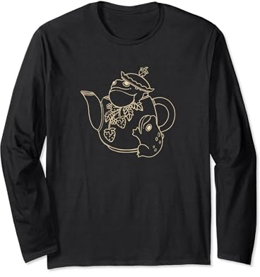 Crapauds dans une théière avec des fraises Manche Longue