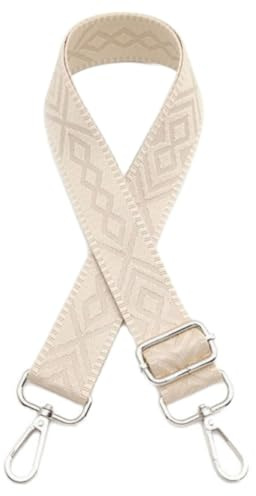Whakano Verstellbar Schultergurt für Taschen Unisex Ersatz Taschengurt Breit 3,8CM einfarbig Umhängegurt,Längenverstellbarer 75-130cm,Taschengurte zum Wechseln,Taschen Zubehör,Silbern Schnalle,Beige
