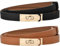 CPRNQY 2 Stück Gürtel, Belt Women, Ledergürtel Damen, Verstellbare Skinny Ledergürtel Klassisch Solide Farbe Legierung Turn Lock Damen Gürtel für Kleider Jeans Hosen Mantel (Hellbraun+Schwarz)