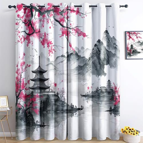 Rideaux Occultants 3D Perles Et Fleurs 3D Thermique Et Sonore, 70L X 240H cm (2 Panneaux) Imprimé Rideau À Oeillets Décoration pour Salon Chambre Enfant, Rideaux Argent décoration d'intérieur