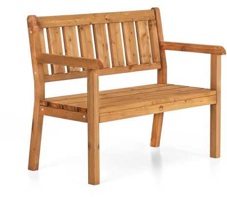 AMATA UNGURS Double Seat Bench Modern Design Wooden Garden Furniture Brown