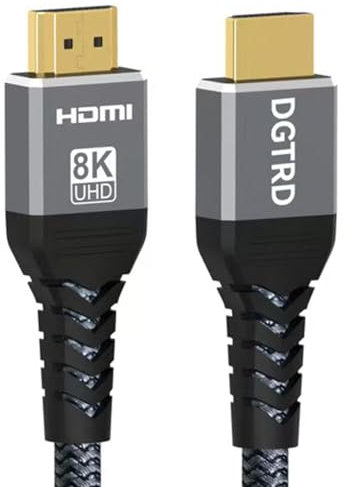 DGTRD 8K 10K 4K HDMI 2.1 Cable 48Gbps 2m, Hdmi to Hdmi Cables Earc Ultra HD High Speed Braided Hdmi Lead 2 Meters 8K@60Hz 4K@120Hz HDR10 HDCP 2.2/2.3 compatible with PS5/TV/HDTV/PC/Xbox/Roku etc