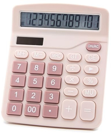 OFFIDIX Taschenrechner mit Standardfunktion, Dual-Power, elektronischer Taschenrechner, 12-stellig, großes LCD-Display, Taschenrechner (Rosa)