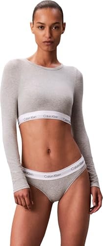 Calvin Klein Damen Bralette Lightly Lined Crop Top, Grau (Grey Heather), M