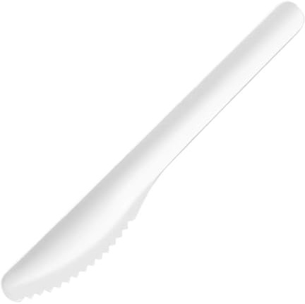 Fiesta Compostable Paper Knife, 165mm (Pack 100), White | Eco-friendly compostable construction offers a sustainable alternative to plastic cutlery in busy commercial food service.