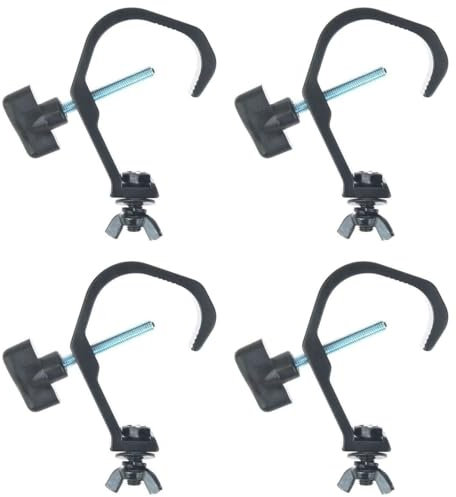 4 x Eurolite TH-22 SLIM schwarz Theaterhaken Scheinwerferhaken Montagehaken für 50 mm Rohr I Maximallast WLL 50 kg