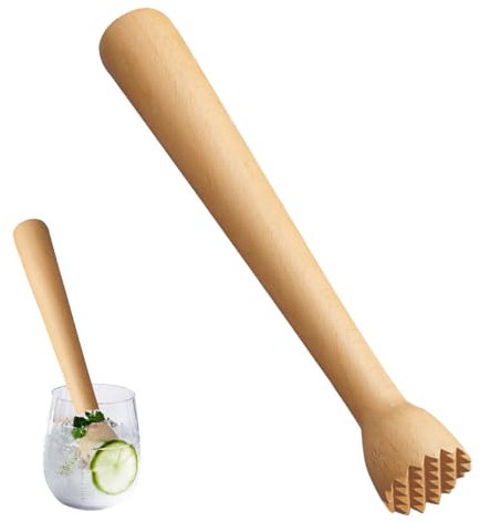 25 cm Barstampfer aus Holz, Barstößel Holz, Handstampfer, Zerstampfer Küche Holzs, Fermentier-Stampfer, Stößel Cocktail Holzs, krautstampfer, für Limetten, Kimchi, Gärgut, Getränk, Eiswürfeln