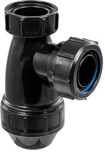 McAlpine E10-BL Black 1.25 Shallow Bottle Trap for Basins | Modern Bathroom Waste Trap | Space-Saving Design | Durable High-Quality Construction