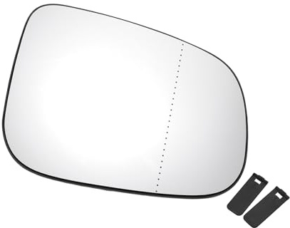 MIRROVIA Autospiegelglas Rechts Für Volvo V40 12-19 1 Stück | Für Volvo C30 C70 S40 S60 V50 10-13, S80 06-16, V50 10-12, V60 10-18, V70 10-16, Echtes Glas, Weiß, 2 Pins, Elektrisch