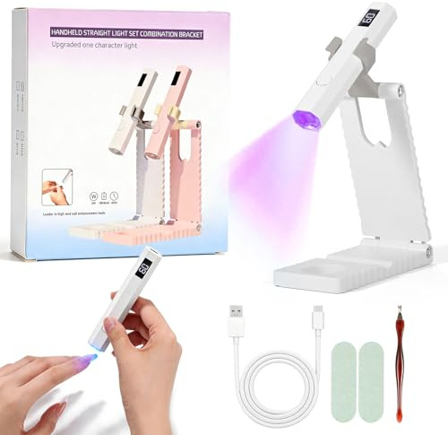 CIOXSOIO Lampara Uñas Semipermanentes, Mini Lampara UV LED Uñas con Soporte, USB Portátil Secador de Uñas 20/60S Temporizador, Lampara Uñas Gel para Resina de Extensión de Gel Uñas