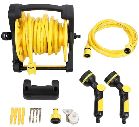 Haofy Garden Hose,49.21ft Garden Tools with Sprayer Nozzle Heavy Duty Aluminum Alloy Portable Hose Reel for Outside Backyard Watering Plants Watering Car