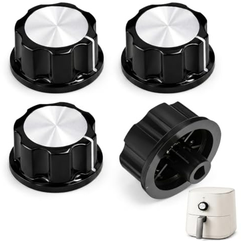 4Pcs Air Fryer Replacement Knob, D-Type Shaft Control Switch Knobs | Heat-Resistant Anti-Slip Rotary Knob, Universal Replacement for Air Fryer, Oven, Microwave – Easy Tool-Free Install