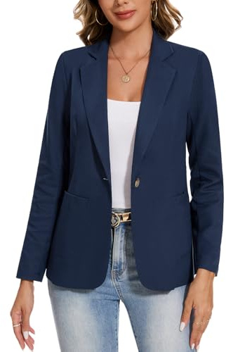 Blazer for Women Cotton Linen Long Sleeve Jacket Notch Collar Coat Casual | Blazer for Women Cotton Linen Long Sleeve Suits & Blazers Notch Collar Slim Fit Jacket Casual Business Work Office Coat