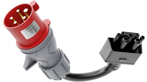 CEE-Tesla Adapter 5 Pin 16A, 0,3 m für Tesla Charger (UMC) | tesla mobile connector,Hochreines Kupfer, niedriger Widerstand, Flammhemmendes, Verlängerungskabel, Kompakter Ladeadapter