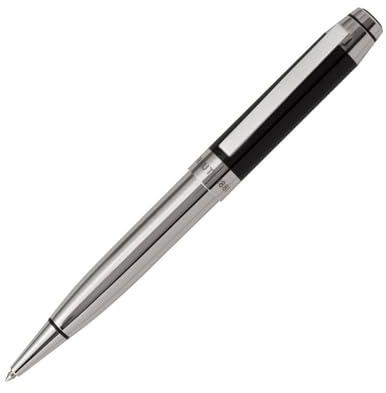 Cerruti Kugelschreiber 1881 Bicolore Heritage Black aus Messing in der Farbe Chrome-Schwarz, Schriftfarbe Blau, Länge: 13,5cm, NST0594
