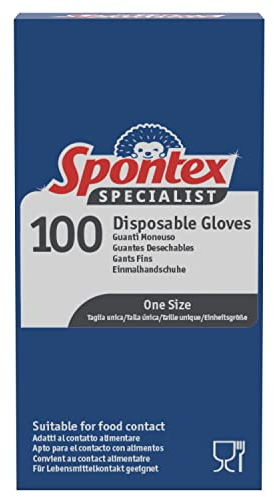Spontex Specialist Disposable Nitrile Gloves | One Size | Blue | 100% Food Safe | Protects Against Stains & Odours | Latex & Powder-Free | Recyclable | 100 Pack