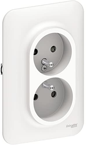 Schneider Electric - Ovalis - Double Prise de Courant - 2P+T - rénovation pour boîte Simple Blanc - S261089