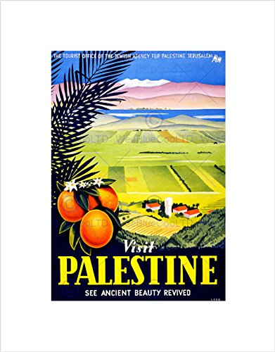 TRAVEL Visit Palestine Jerusalem ORANGE Israel Vintage Framed Art Print B12X141