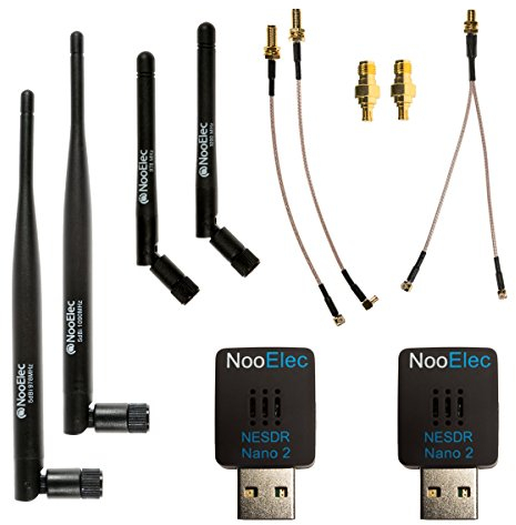 NESDR Nano 2 Paquete de Doble Banda ADS-B; Compatible con Stratux, Avare, Foreflight, FlightAware y Otras Aplicaciones ADS-B. 2 SDR, 4 Antenas 978MHz (UAT) y 1090MHz (ADSB) & Adaptadores y Cables