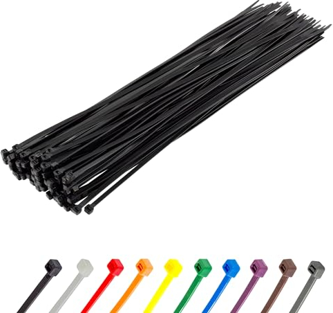 Gocableties Kabelbinder 100 Stück Schwarz, 370 mm x 4,8 mm mit 22,2 kg Zugfestigkeit, lang, UV Beständig Set