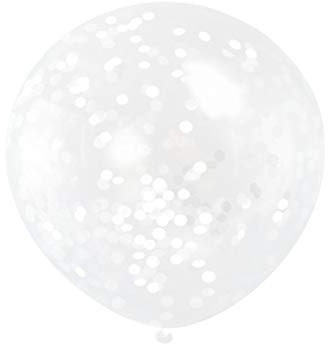 White Confetti Clear Latex Balloons (30cm) Pack of 6 - Transparent Premium Latex, Perfect for Parties & Celebrations