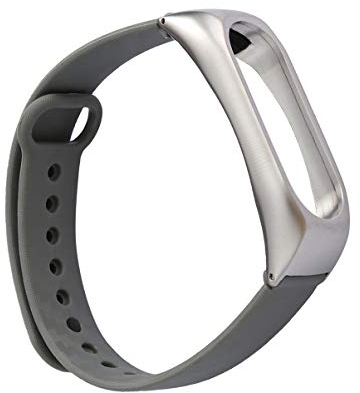 Kompatibel für Mi Band 2 Armband - Schutzhülle Carbon Fiber Ersatzband Armbänder für Mi Band 2 - Grau