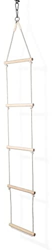 MAMOI® Strickleiter/Dreieck Hänge Leiter für Kinder, Nachhaltig Hängeleiter aus natürlichem Holz und Baumwollkordel, skandinavisches Design, 100% ECO, Made in EU
