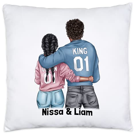 Kiddle-Design Pärchen Kissen inkl. Füllung Liebeskissen Namen Valentinstag Pärchen Motiv Couple Jahrestag Geschenk Paare Freund/Freundin Individuell
