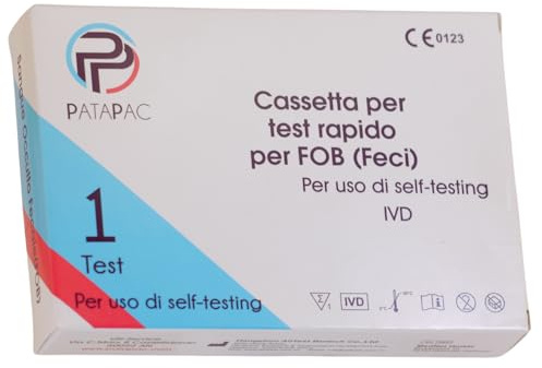 Test per Sangue Occulto nelle Feci, Autotest delle Feci, Self-Test rapido, FOB Test, Screening Fecale, Test Colon Retto, PataPac - Salute e Prevenzione