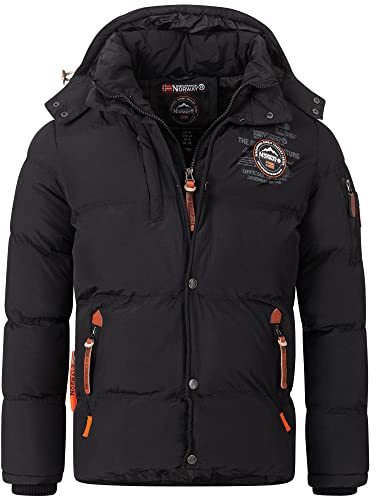 Geographical Norway Veste matelassée d'hiver pour homme - Anorak chaud doublé - Veste de ski et de snowboard pour l'hiver/automne en pack avec bonnet UD, M